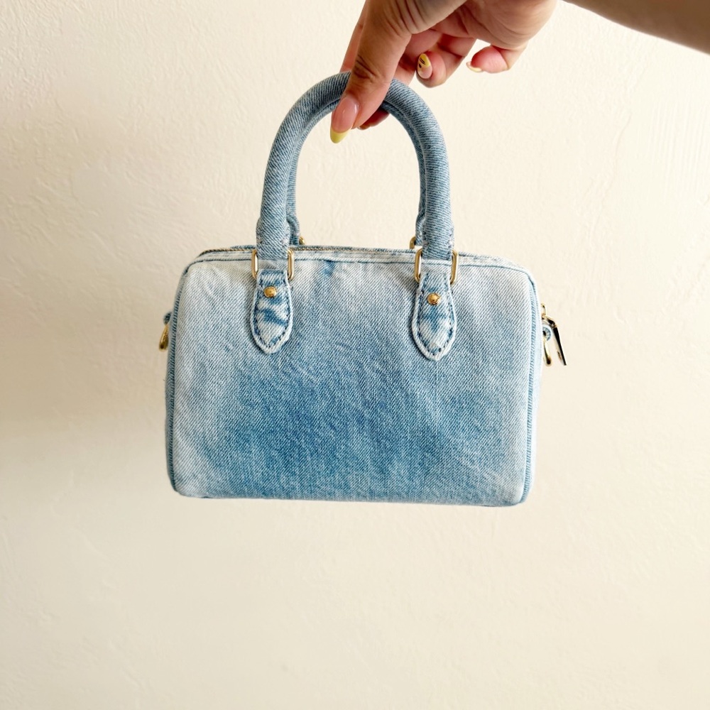 Coach Mini Rowan Crossbody Bag In Loved Denim With Charms - Picture 2 of 7